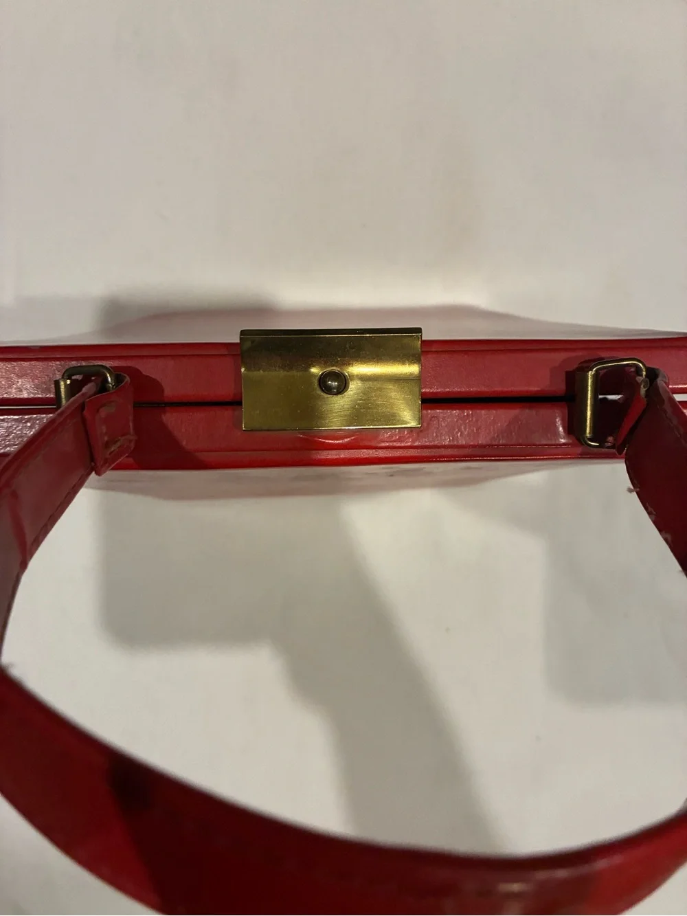 Leather Top-Handled Bag - Classic Structured Purse Classic Red Gold Hardware